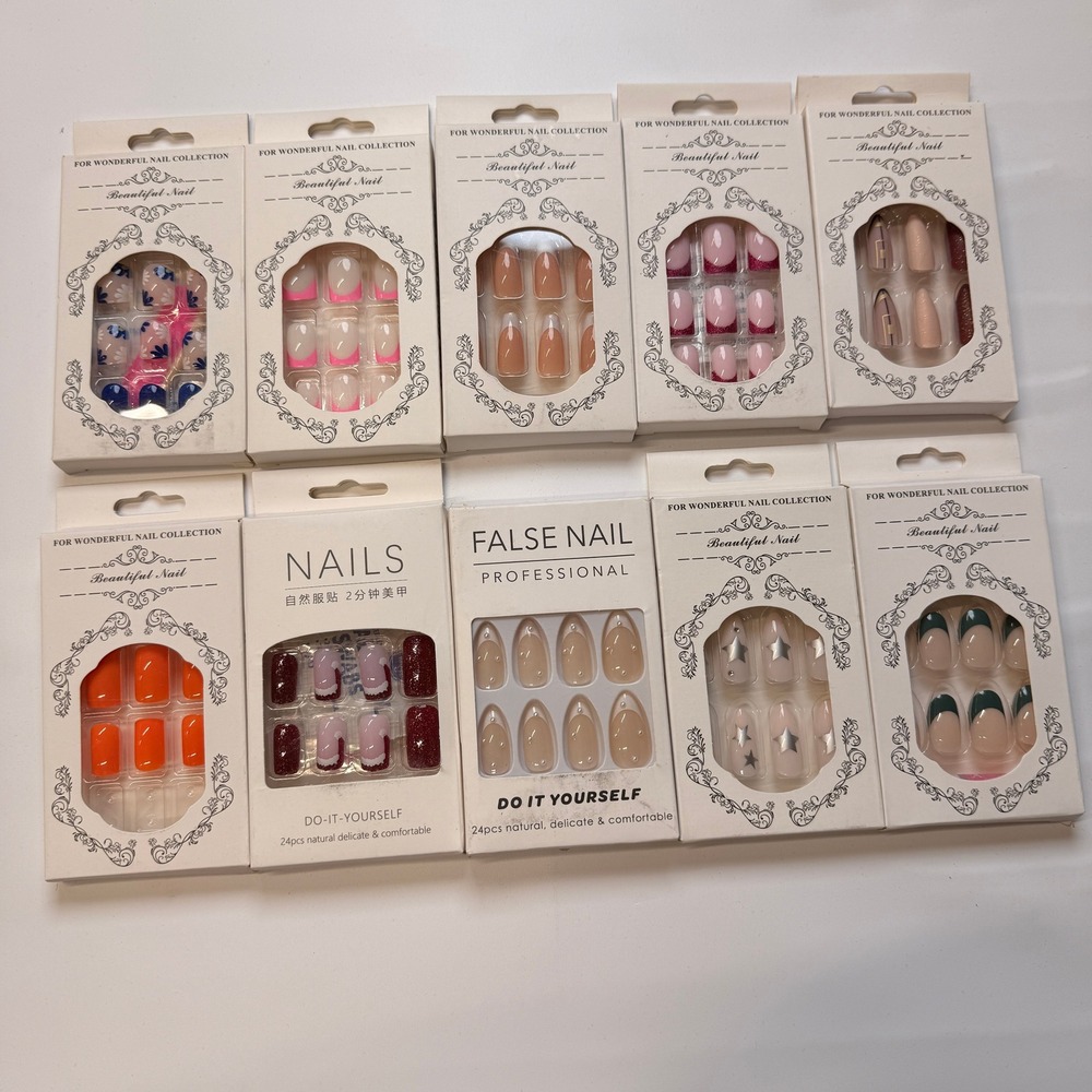 Lot of 10 Pack of 24 New False Press On Nails‎ Assorted Designs and Colors №N24